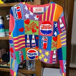 Michael Simon Ugly Sweater Artsy RARE vintage UNIQUE Pepsi Hard 2 Find Sz Medium